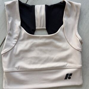 Cream and Black Sports Bra